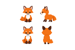 Cute fox cartoon character set for t-shirt and cup print vec Product Image 1