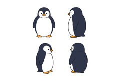 Cute penguin vector illustrations for t-shirt and mug print Product Image 1