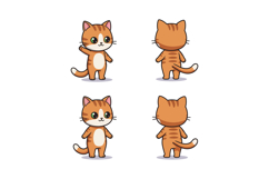 Cute orange tabby cat cartoon front and back view vector ill Product Image 1