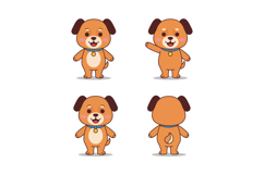 Cute cartoon dog character in four different poses for t-shi Product Image 1
