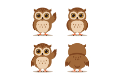 Cute brown owl cartoon vector illustrations for tshirt print Product Image 1
