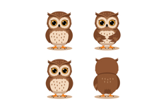 Cute brown owl cartoon vector illustrations for t-shirt prin Product Image 1