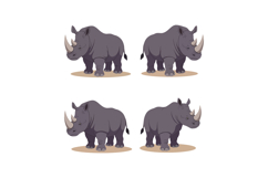 Rhinoceros Vector Illustration Set for and T-Shirt Print Product Image 1