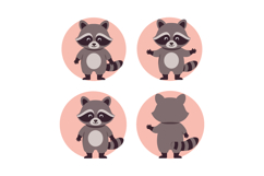 Cute raccoon vector illustration set for t-shirt printing an Product Image 1