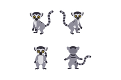 Ring-tailed lemur vector illustrations for t-shirt print and Product Image 1