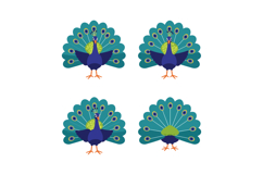 Peacock vector illustration set for tshirt printing and deco Product Image 1