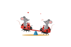 Cute mice playing on seesaw ladybug vector illustration idea Product Image 1