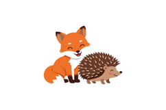 Fox and hedgehog friendly animal vector illustration for t-s Product Image 1