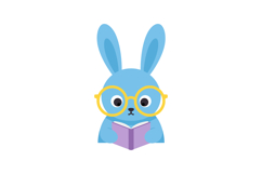 Cute blue bunny reading book with yellow glasses vector illu Product Image 1