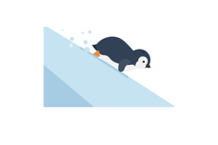 Penguin sliding down snowy slope vector illustration for pla Product Image 1