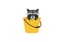 Raccoon peeking out of yellow bucket cute animal vector illu Product Image 1