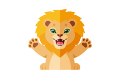 Cute smiling lion cartoon character with green eyes for chil Product Image 1