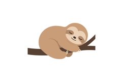 Sleeping sloth resting on tree branch vector illustration fo Product Image 1
