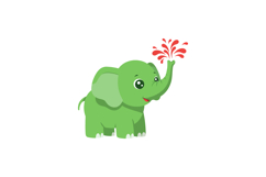 Cute green baby elephant spraying water vector illustration Product Image 1