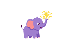 Cute purple baby elephant spraying water vector illustration Product Image 1