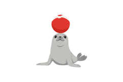 Seal Balancing Red Beach Ball Vector Illustration for Tshirt Product Image 1