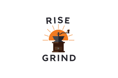 Coffee Grinder Illustration with Sunrise and Motivational Ri Product Image 1