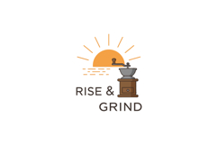 Coffee grinder with sunrise illustration for t-shirt print a Product Image 1
