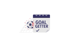 Soccer Ball Hitting Goal Net with Goal Getter Calendar Illus Product Image 1