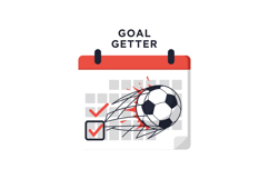 Soccer ball hitting calendar goal setter concept for t-shirt Product Image 1
