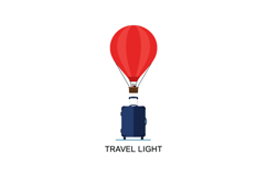 Hot Air Balloon Lifting Blue Suitcase Travel Light Illustrat Product Image 1