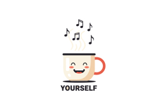 Smiling Coffee Cup with Music Notes and Yourself Text Vector Product Image 1
