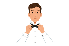Man adjusting black bow tie on white shirt formal wear vecto Product Image 1