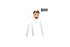 Child dressed as ghost saying boo in Halloween costume vecto Product Image 1