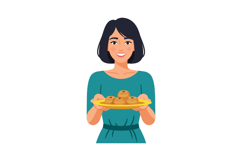 Woman holding plate with traditional baked goods offering fo Product Image 1