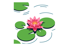 Water lily flower and green lily pads vector illustration wi Product Image 1