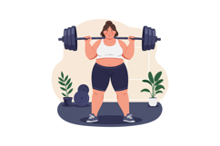 Woman lifting barbell weight exercising strength training at Product Image 1