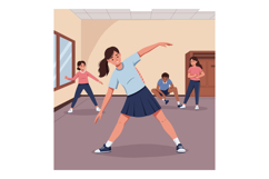 Group of children exercising indoors in a dance or fitness c Product Image 1