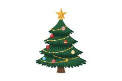 Christmas tree decorated with golden star and colorful ornam Product Image 1
