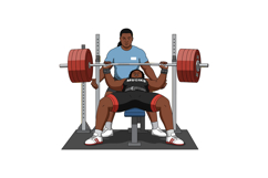 Male Powerlifter Performing Heavy Bench Press with Spotter i Product Image 1