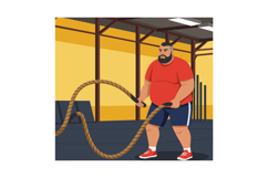 Man Exercising with Battle Ropes in Indoor Gym Wearing Red S Product Image 1