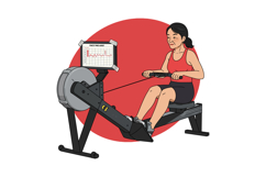 Woman Exercising on Rowing Machine with Performance Chart in Product Image 1