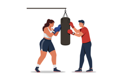 Boxing training session with man and woman practicing punche Product Image 1
