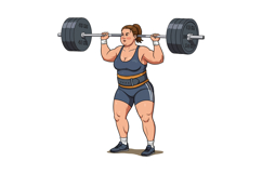 Female weightlifter performing heavy barbell squat exercise Product Image 1