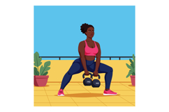 African American Woman Exercising with Dumbbells in Outdoor Product Image 1