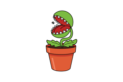 Carnivorous plant with open mouth in terracotta pot cartoon Product Image 1
