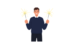 Man holding sparklers festive celebration concept vector ill Product Image 1