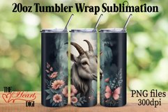 Floral Goat 20oz Tumbler PNG, Goat with Flowers Tumbler Wrap Product Image 1