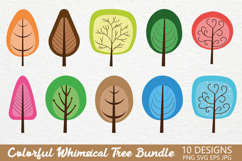 Cute Colorful Whimsical Tree Clip Art Bundle Product Image 1