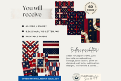 Vintage Americana &amp; Patriotic Digital Paper for 4th of july Product Image 2