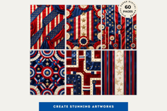 Vintage Americana &amp; Patriotic Digital Paper for 4th of july Product Image 5