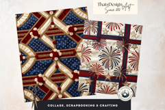 Vintage Americana &amp; Patriotic Digital Paper for 4th of july Product Image 7