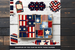 Vintage Americana &amp; Patriotic Digital Paper for 4th of july Product Image 9