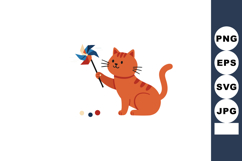 Cute orange cat holding colorful pinwheel toy playful feline Product Image 1