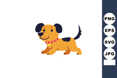 Cute playful dog with black ears and tail wagging happily in Product Image 1