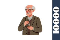 Elderly man holding lit candle with thoughtful expression in Product Image 1